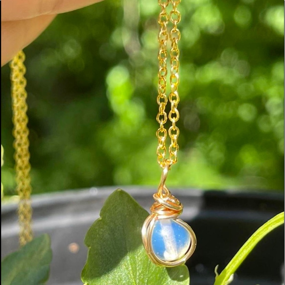 Dainty opalite crystal necklace